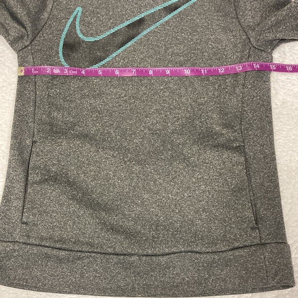 Nike drifit grey scuba hooded sweatshirt with light blue black swish medium - Picture 4 of 9